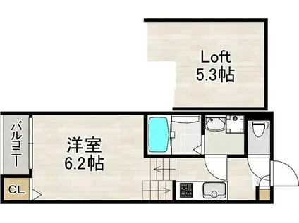 ハーモニーテラス切戸町III(1K/1階)の間取り写真