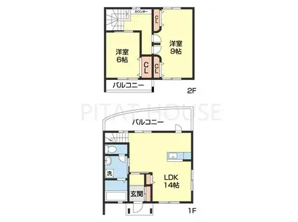 ラ・フェリオ三葛(2LDK/1階)の間取り写真