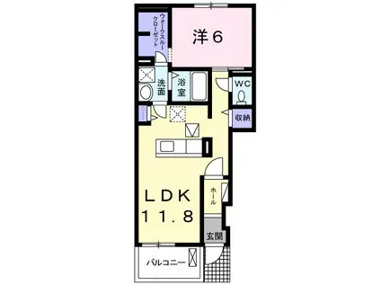 クリステル宝塚(1LDK/1階)の間取り写真