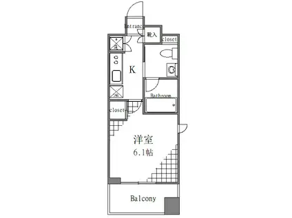 プレール・ドゥーク東京イースト IV RIVER SIDE(1K/8階)の間取り写真