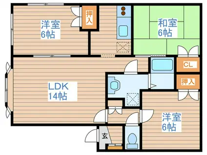 エルハイムA(3LDK/1階)の間取り写真