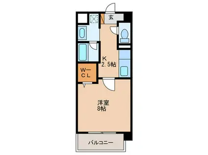 カーサヴィヴァーチェ(1K/2階)の間取り写真