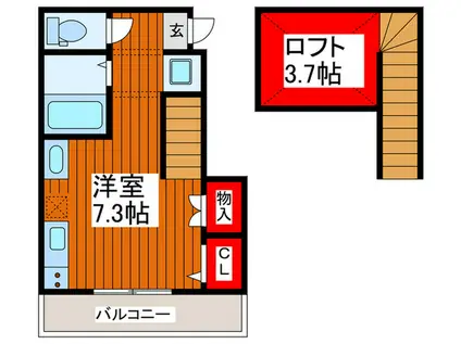 LIBERTA芝下(ワンルーム/2階)の間取り写真