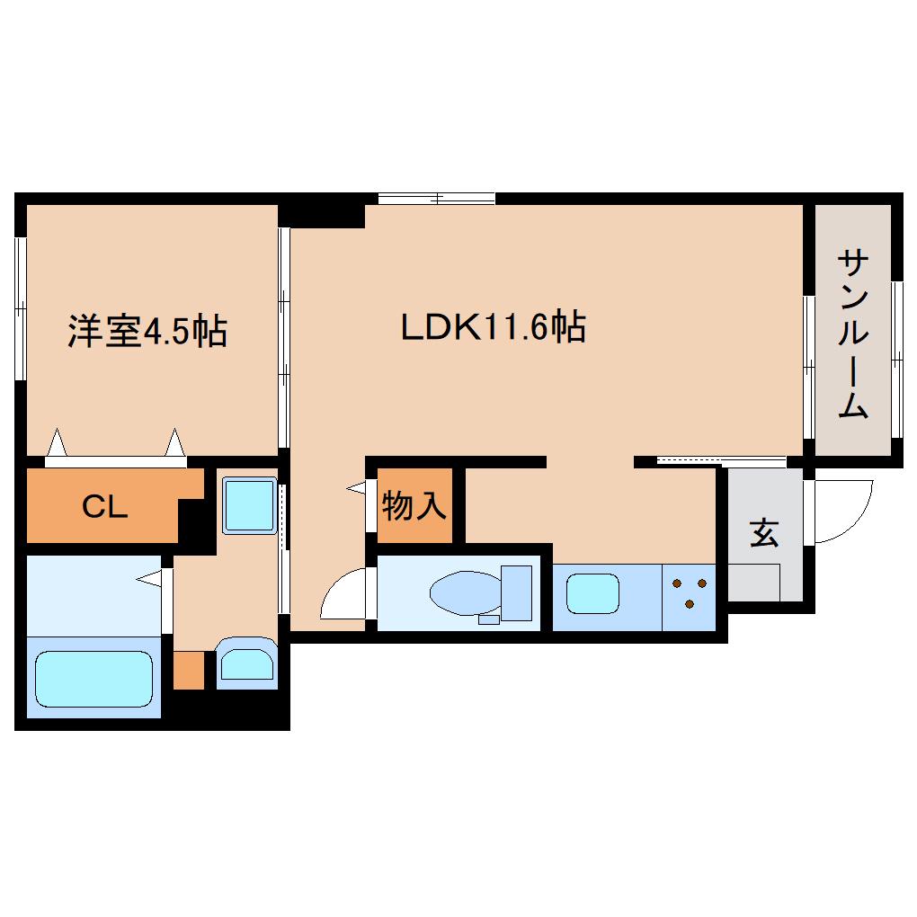エヴァ グリーン ヴィラI(1LDK/1階)の間取り写真