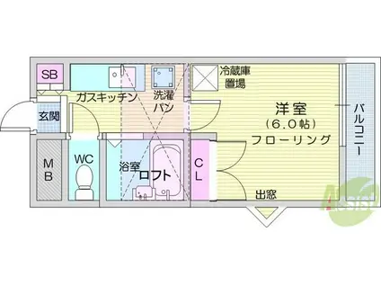 ルマ蘭・泉崎(1K/2階)の間取り写真