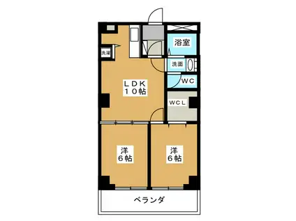 荻窪北マンション(2LDK/3階)の間取り写真