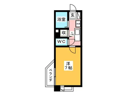 カディス(1K/1階)の間取り写真