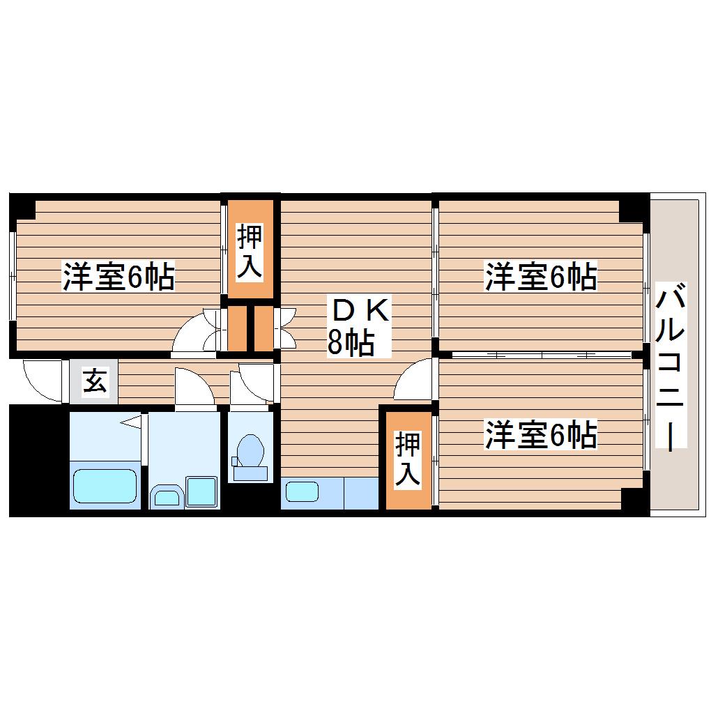 アイックス新寺(3DK/6階)の間取り写真
