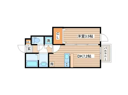 CALLAIS(1DK/1階)の間取り写真