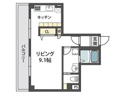 ヴェローナII(1K/8階)の間取り写真