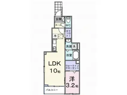 ヒカルサ土浦神立イーストI(1LDK/1階)の間取り写真