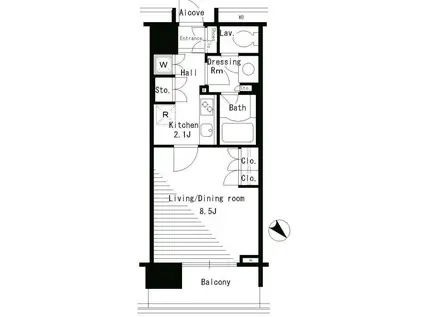 パークアクシス日本橋ステージ(1K/5階)の間取り写真
