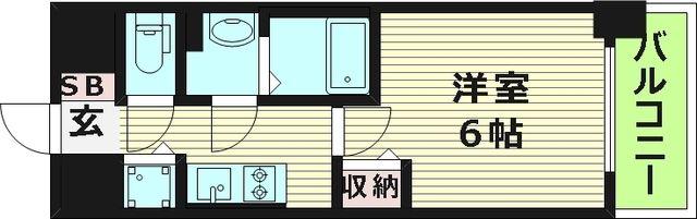 スワンズシティ大阪城ノース(1K/7階)の間取り写真