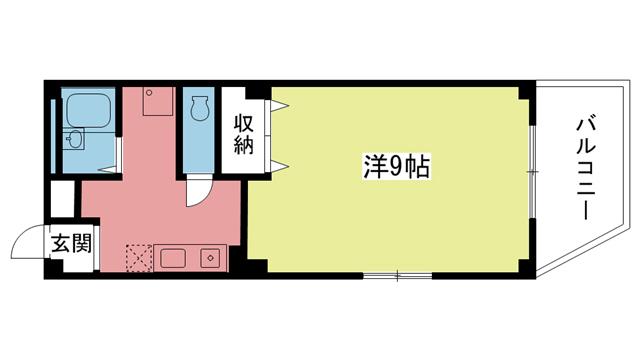 ハウスリーブス(1K/4階)の間取り写真