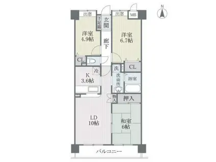 エフメゾン北天神(3LDK/5階)の間取り写真