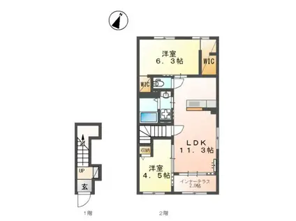 御殿場市御殿場アパート 令和8年2月完工予定(2LDK/2階)の間取り写真