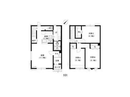ルミエール 栄通7(3LDK/1階)の間取り写真
