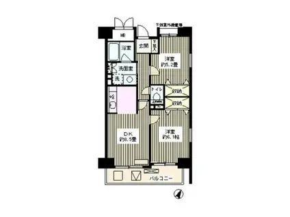 パインエクセレント(2DK/4階)の間取り写真