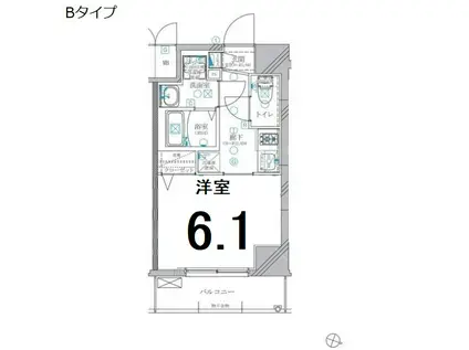 ディアレイシャス東別院IV(1K/2階)の間取り写真
