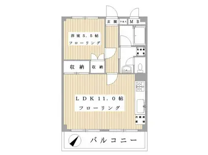 ア・ボートルサンテ西館(1LDK/4階)の間取り写真