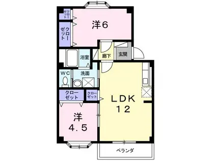 メゾンビレッジN・K(2LDK/2階)の間取り写真