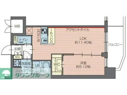 プレジオ川口ASIAN(1LDK/4階)の間取り写真