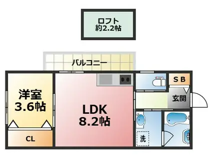 獅子ケ口町PJ(1LDK/3階)の間取り写真