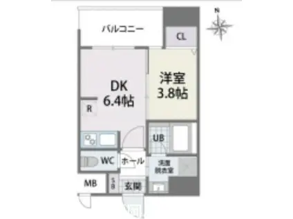 タワーズ香椎駅前(1DK/10階)の間取り写真