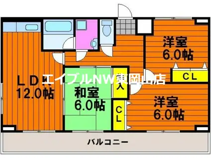 アリベ国富(3LDK/2階)の間取り写真