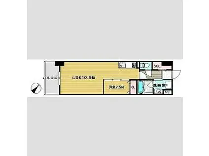 ライフフィールド 銀天町(1LDK/3階)の間取り写真
