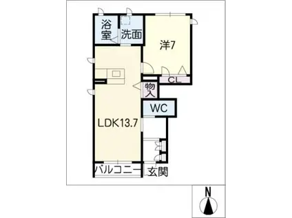 グレース宮前(1LDK/1階)の間取り写真
