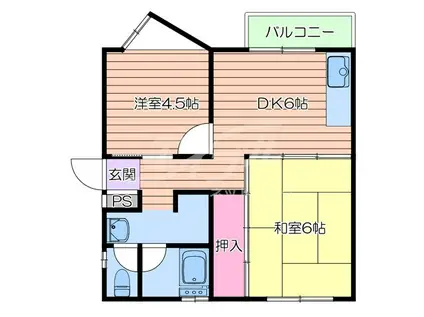 いかはなハイツB棟(2DK/4階)の間取り写真