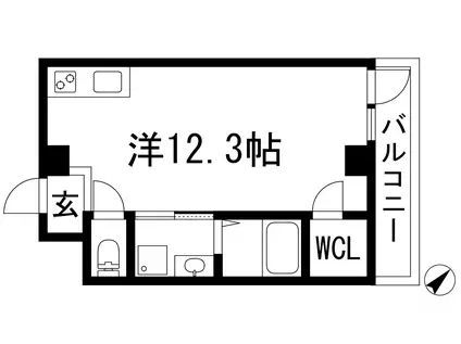エレガンテ宝塚(ワンルーム/2階)の間取り写真