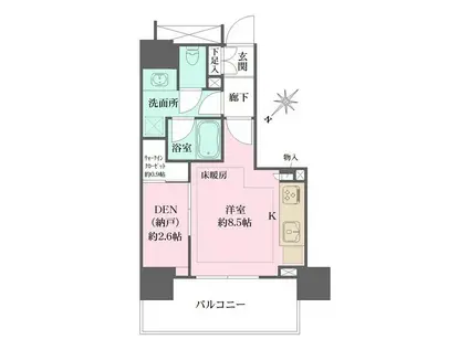 ザ・パークハウスアーバンス東五反田(ワンルーム/10階)の間取り写真