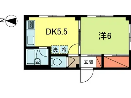 エスポワール・メゾン(1DK/2階)の間取り写真