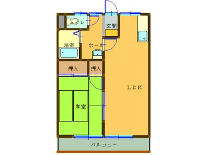 ハイツウィステリア1号棟(1LDK/1階)の間取り写真