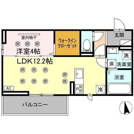 D-RESENA SOLAIRE(1LDK/3階)の間取り写真
