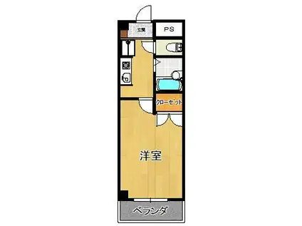 サンロイヤル(1K/4階)の間取り写真