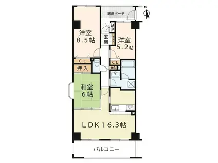 リサービア大津(3LDK/2階)の間取り写真