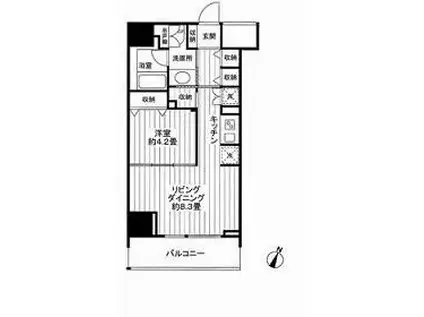 クロスレジデンス白金高輪(1LDK/7階)の間取り写真