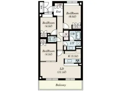 S-FORT横浜青葉台(3LDK/5階)の間取り写真