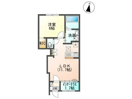 スターテラスII稲岡町(1LDK/1階)の間取り写真