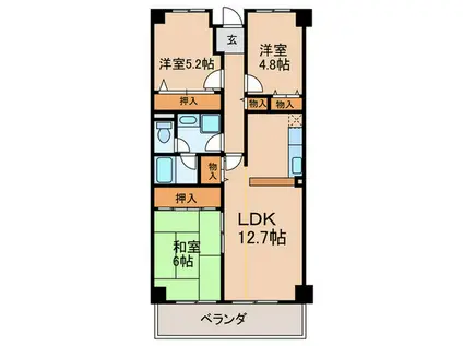 プレスティージ黄檗(3LDK/1階)の間取り写真