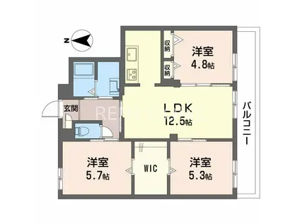 ロイヤルハイツ(3LDK/3階)の間取り写真