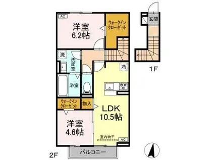 レクエルド(2LDK/2階)の間取り写真