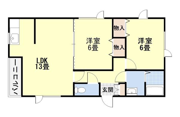 若山ハイツ(2LDK/2階)の間取り写真