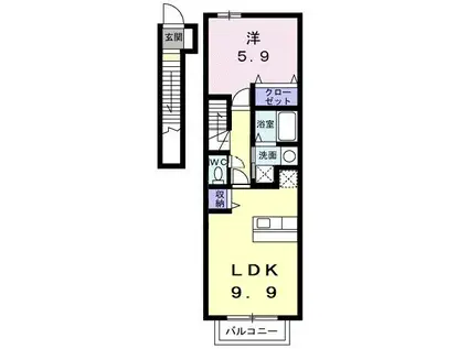 エクラ駿II(1LDK/2階)の間取り写真
