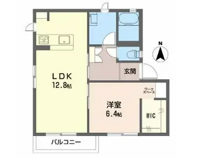 ディアス筑摩A(1LDK/2階)の間取り写真