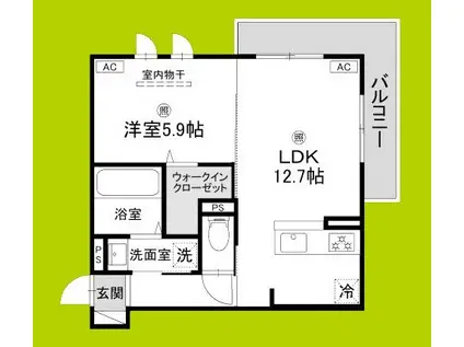 プライム金剛(1LDK/1階)の間取り写真