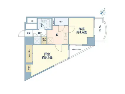 パークノヴァ横浜参番館(2K/6階)の間取り写真